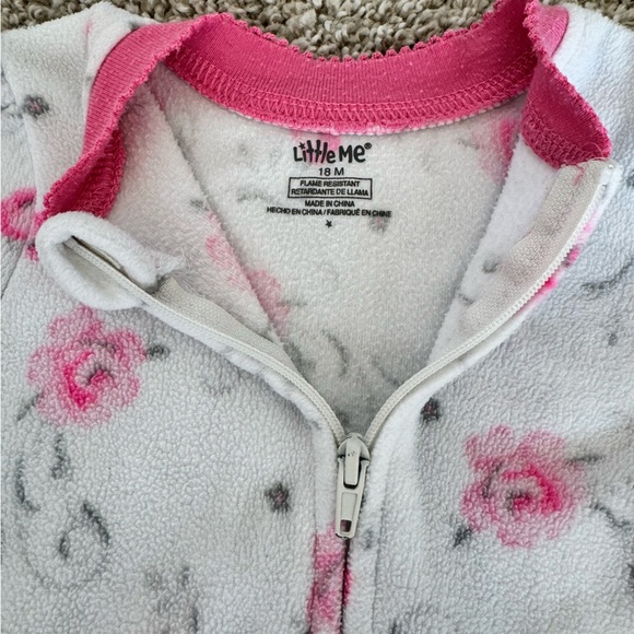 Little Me Baby Girl Floral Fleece Footed Sleeper pink- Size 18 Months - Picture 5 of 6